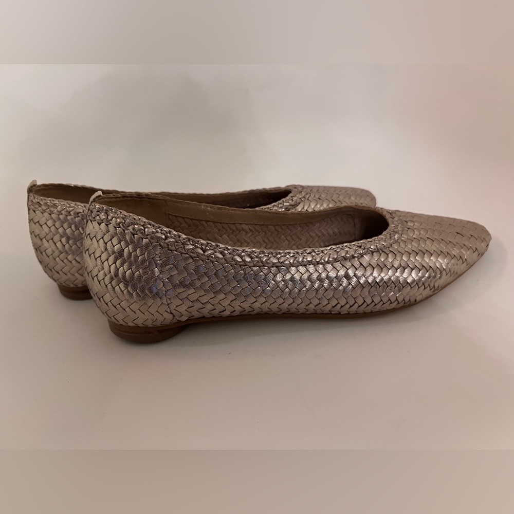Boden Gold Woven Leather Flats 38